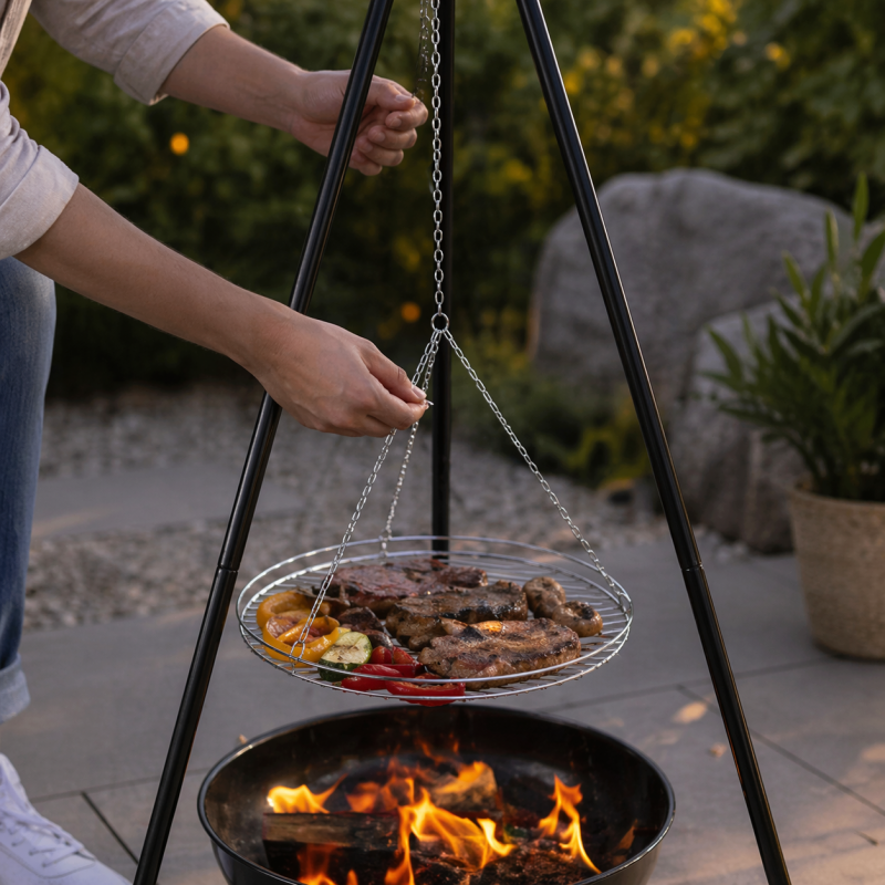 Grill trójnóg wiszący regulowany 2w1 Bauhus